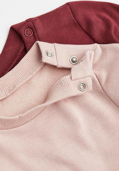 H&M - 2 Pack cotton sweatshirts - light pink & dark red