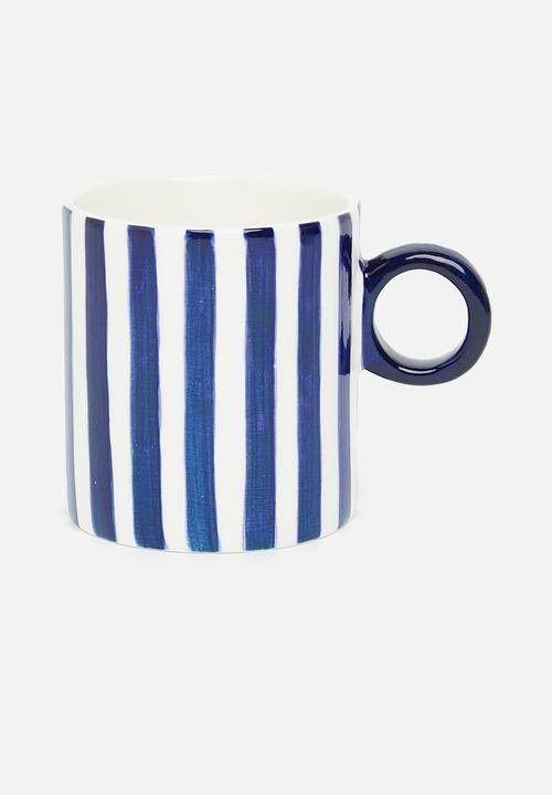 Urchin Art - Matt mug set of 2 - blue and white