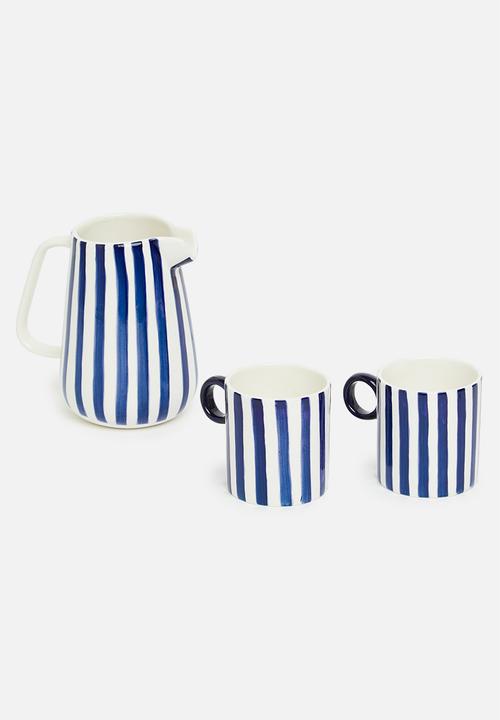 Urchin Art - Matt mug set of 2 - blue and white
