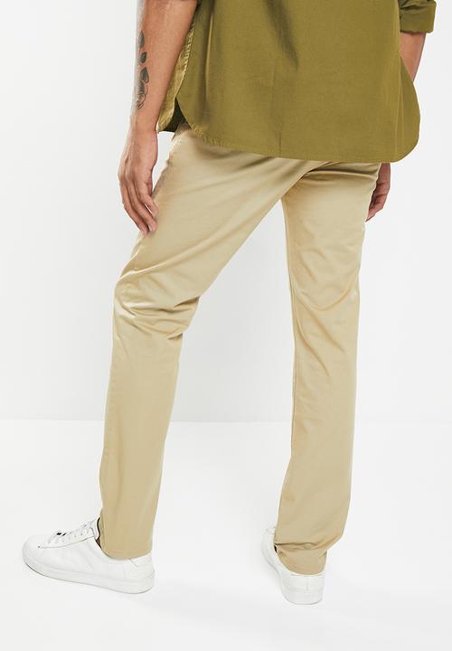 GUESS - Stretch twill slim chino - beige blanco