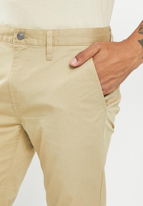 GUESS - Stretch twill slim chino - beige blanco