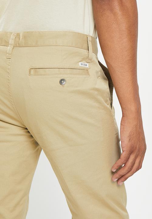 GUESS - Stretch twill slim chino - beige blanco