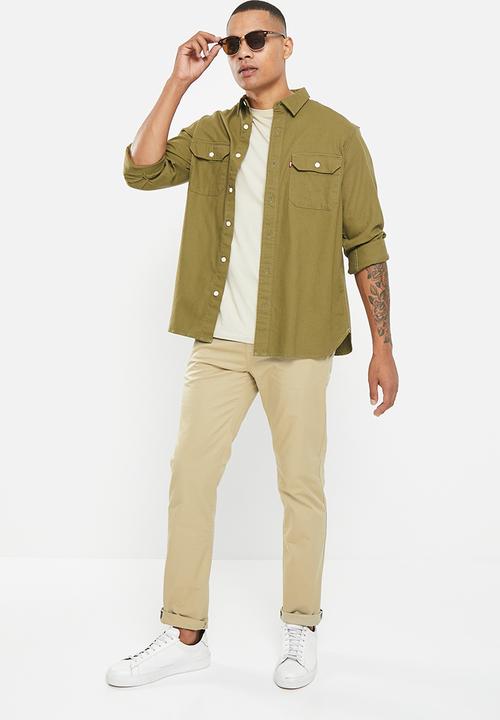 GUESS - Stretch twill slim chino - beige blanco
