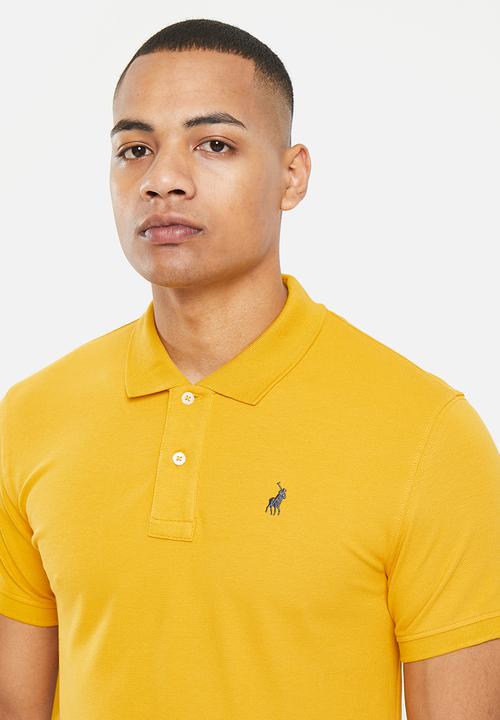 POLO - Men classic pique short sleeve golfer - mustard
