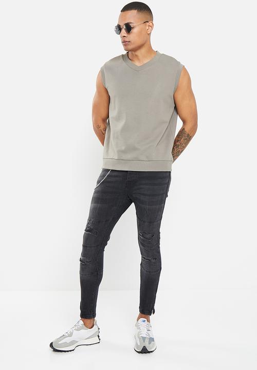 Brave Soul - Mjn lockwood knee panle skinny - black