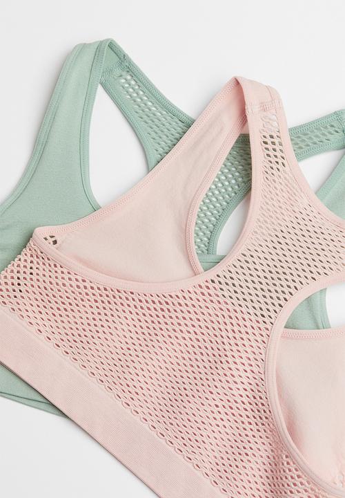 H&M - 2 Pack seamless tops - light pink/light green