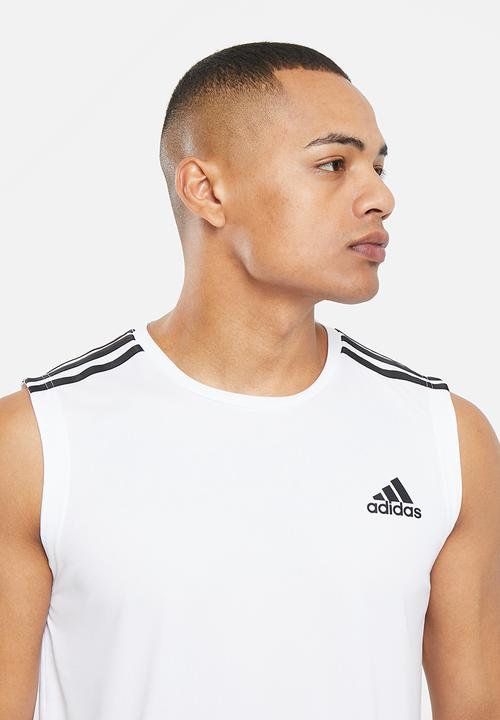 adidas Performance - AEROREADY Designed To Move sport 3-Stripes tank top - white