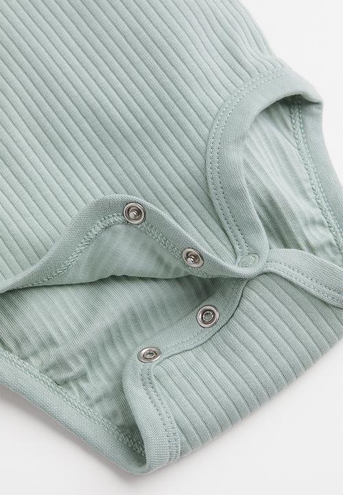H&M - 3 Pack ribbed bodysuits - mint green/light grey marl