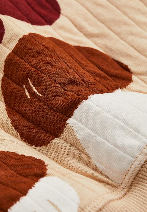 H&M - 2 Piece quilted set - light beige/mushrooms