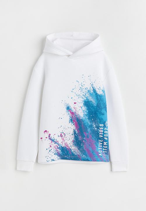 H&M - Printed hoodie - white/blue