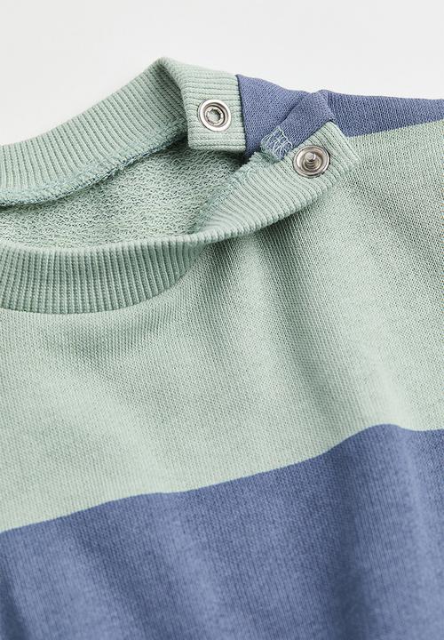 H&M - Cotton sweatshirt - light green/striped