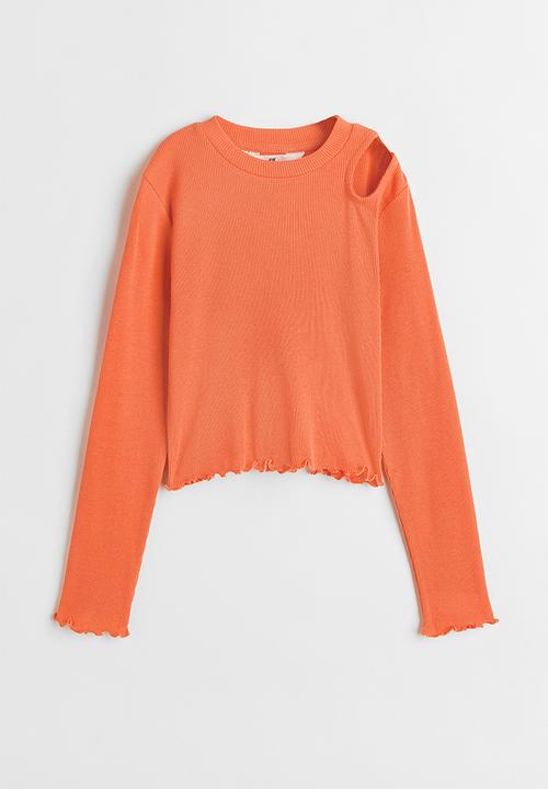 H&M - Ribbed cotton jersey cropped top - orange