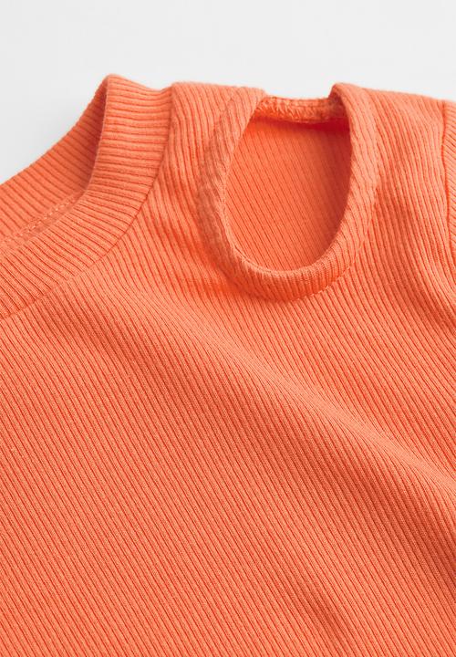 H&M - Ribbed cotton jersey cropped top - orange