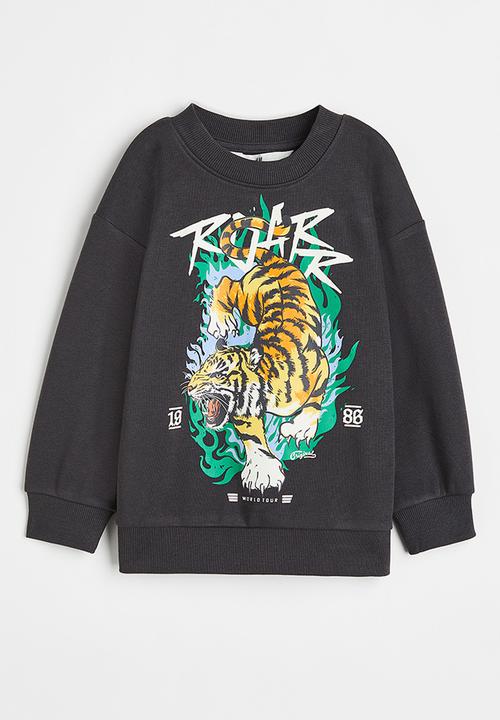 H&M - Oversized sweatshirt - dark grey/tiger