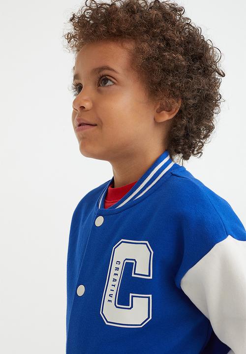 H&M - Oversized printed baseball jacket - blue/white