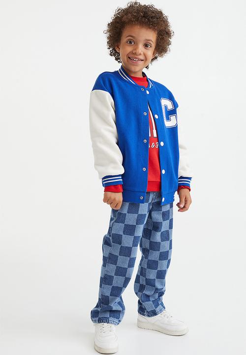 H&M - Oversized printed baseball jacket - blue/white