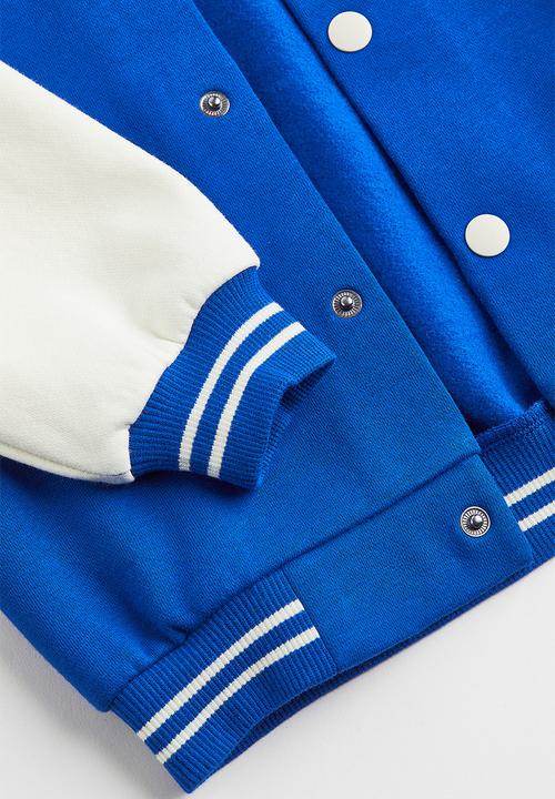 H&M - Oversized printed baseball jacket - blue/white
