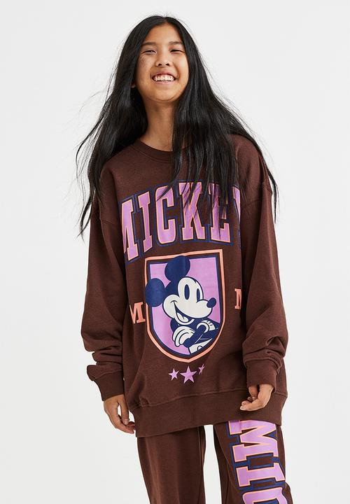 H&M - Oversized sweatshirt - dark brown/mickey mouse