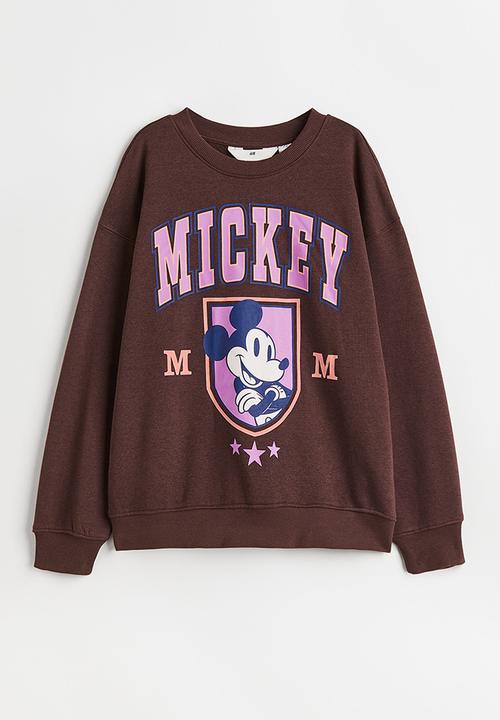 H&M - Oversized sweatshirt - dark brown/mickey mouse