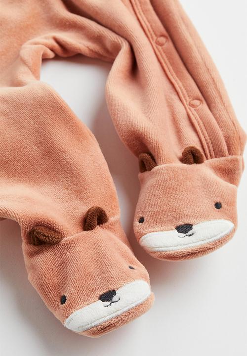 H&M - Velour all-in-one pyjamas - orange/fox