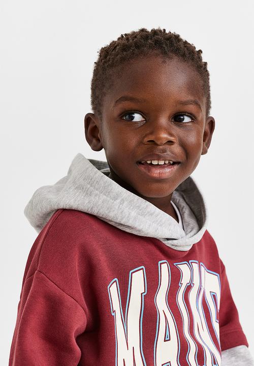 H&M - Printed hoodie - dark red/maine