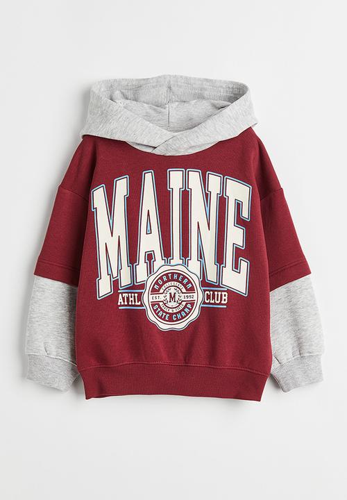 H&M - Printed hoodie - dark red/maine