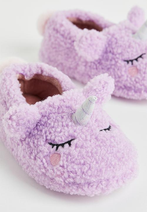 H&M - Soft teddy slippers - purple/unicorn