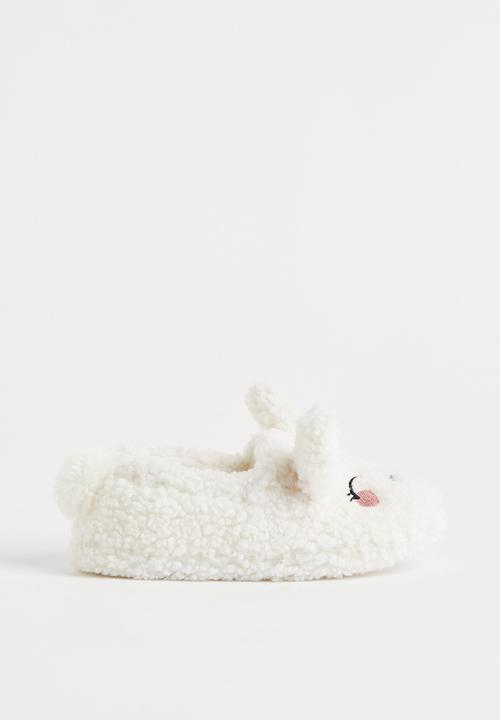 H&M - Soft teddy slippers - white/bunny
