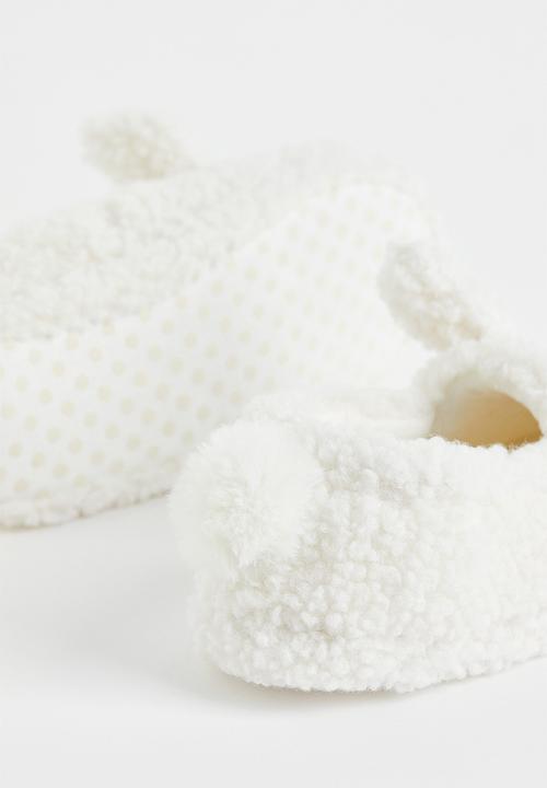 H&M - Soft teddy slippers - white/bunny