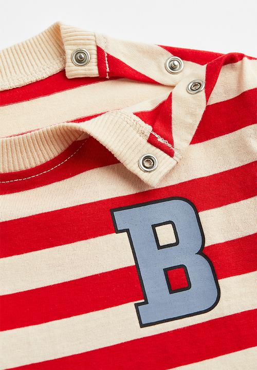 H&M - Cotton jersey top - light beige/striped