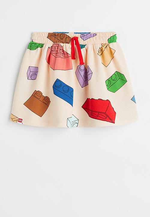 H&M - Printed sweatshirt skirt - light yellow/lego® collection