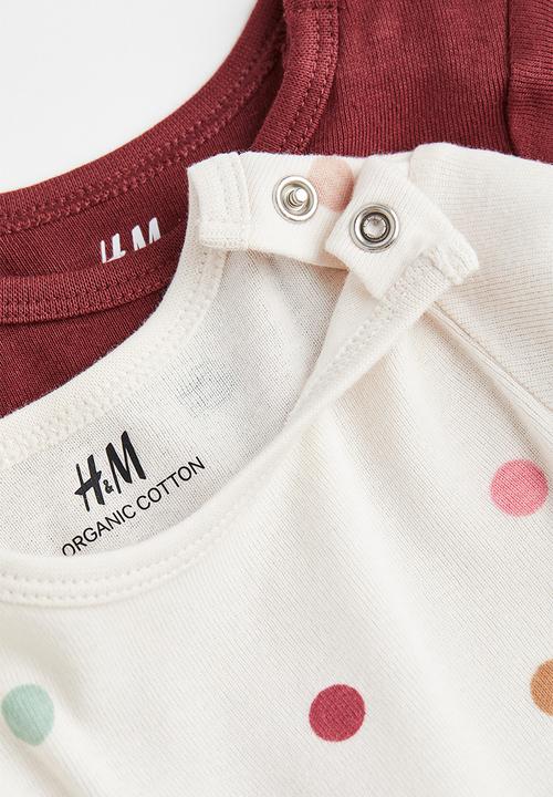H&M - 2 Pack cotton bodysuits - dark red/spotted