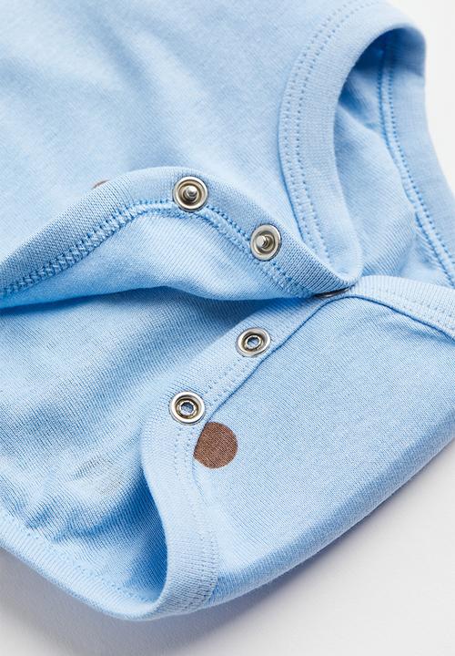 H&M - 2 Pack cotton bodysuits - light blue/spotted