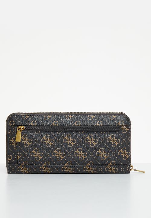 GUESS - Nell logo slg large zip around - brown logo/cognac