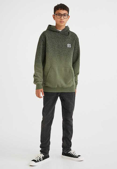 H&M - Hoodie - khaki green/splatter print