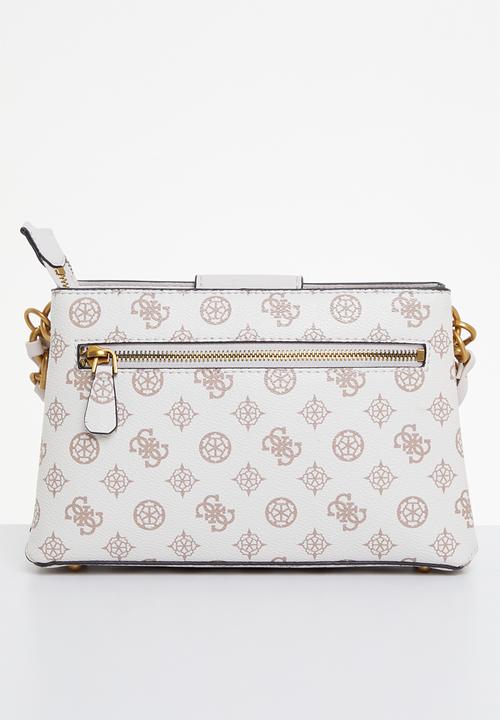 GUESS - Alva double zip crossbody - cream logo