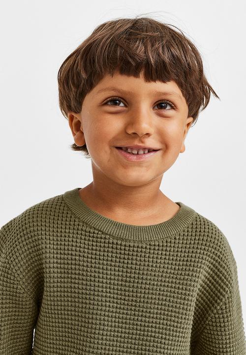 H&M - Waffle-knit cotton jumper - olive green