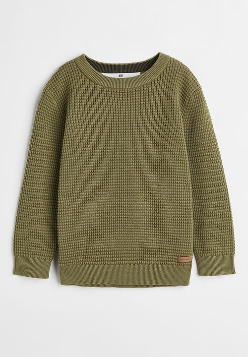 H&M - Waffle-knit cotton jumper - olive green