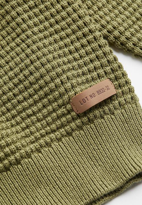 H&M - Waffle-knit cotton jumper - olive green