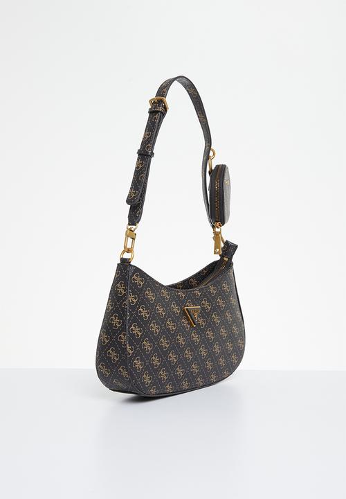 GUESS - Alexie top zip shoulder bag - brown logo