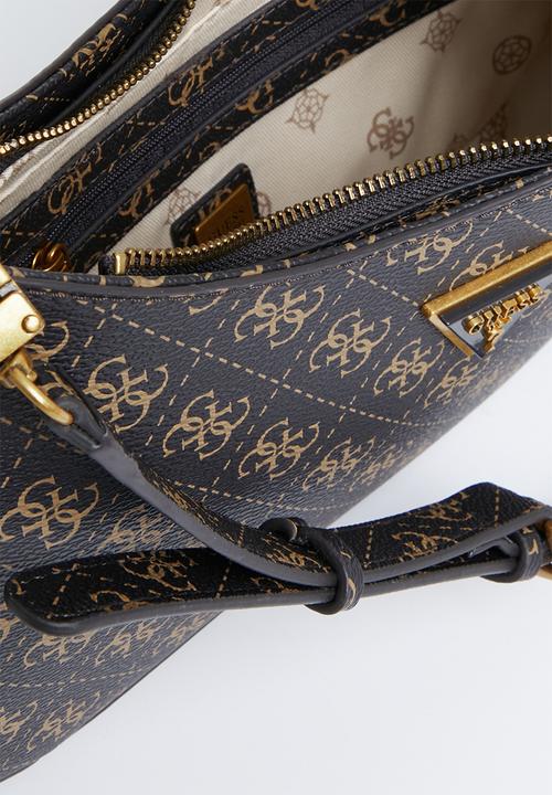 GUESS - Alexie top zip shoulder bag - brown logo