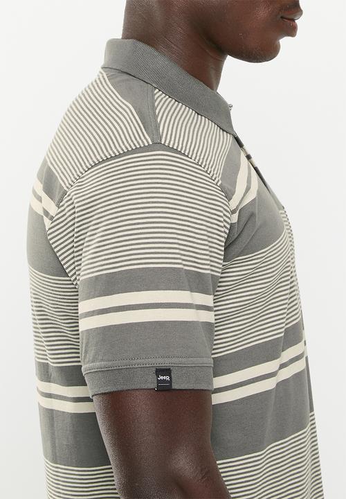 JEEP - Yd multi stripe golfer - olive/khaki