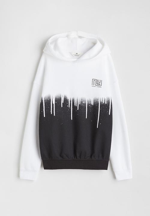H&M - Printed hoodie - white/dripping