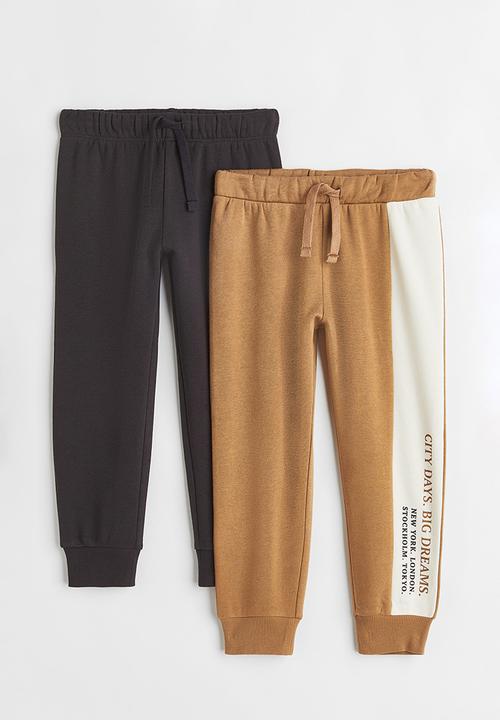 H&M - 2 Pack joggers - black/beige