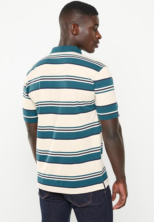 JEEP - Yd multi stripe golfer  - deep ocean/khaki