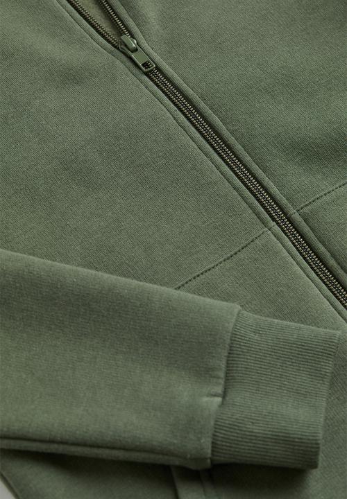 H&M - Zip-through hoodie - dark khaki green