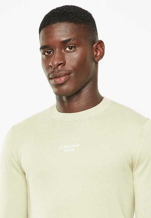 Calvin Klein - Stacked logo crew neck sweater - wheat fields