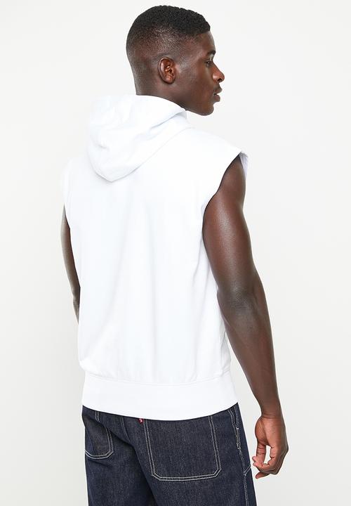 Calvin Klein - Monogram badge sleeveless hoodie - bright white