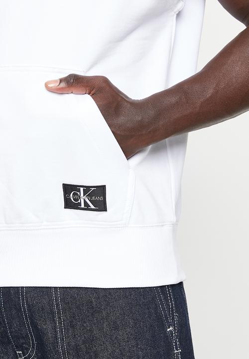 Calvin Klein - Monogram badge sleeveless hoodie - bright white