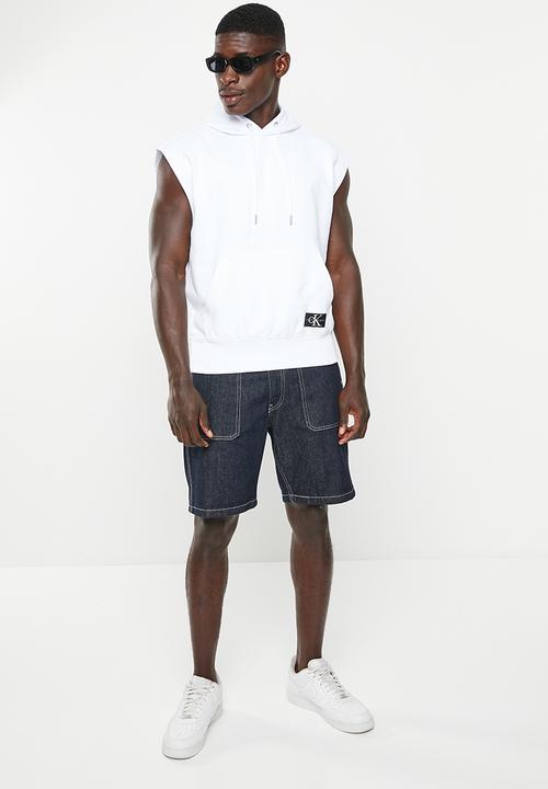 Calvin Klein - Monogram badge sleeveless hoodie - bright white